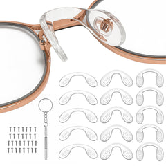 Clear silicone eyeglasses nose pads kit with 15 pieces in three sizes