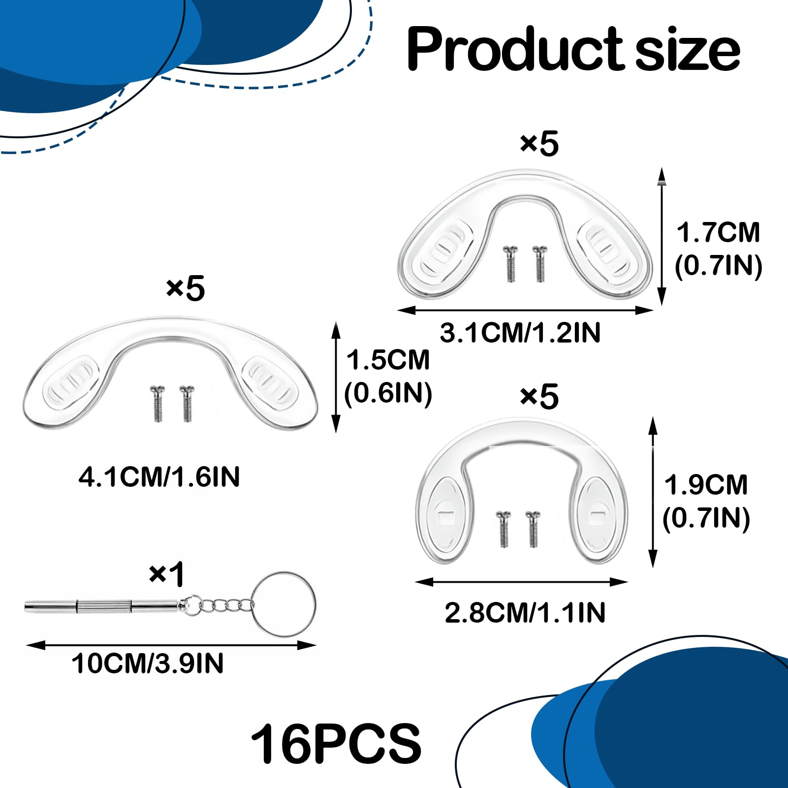 Included screwdriver and screws for nose pad installation