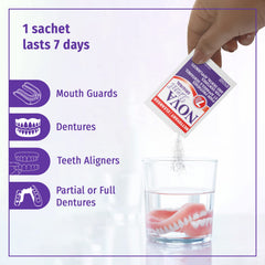 Novadent Dentures Cleaner packaging and sachets