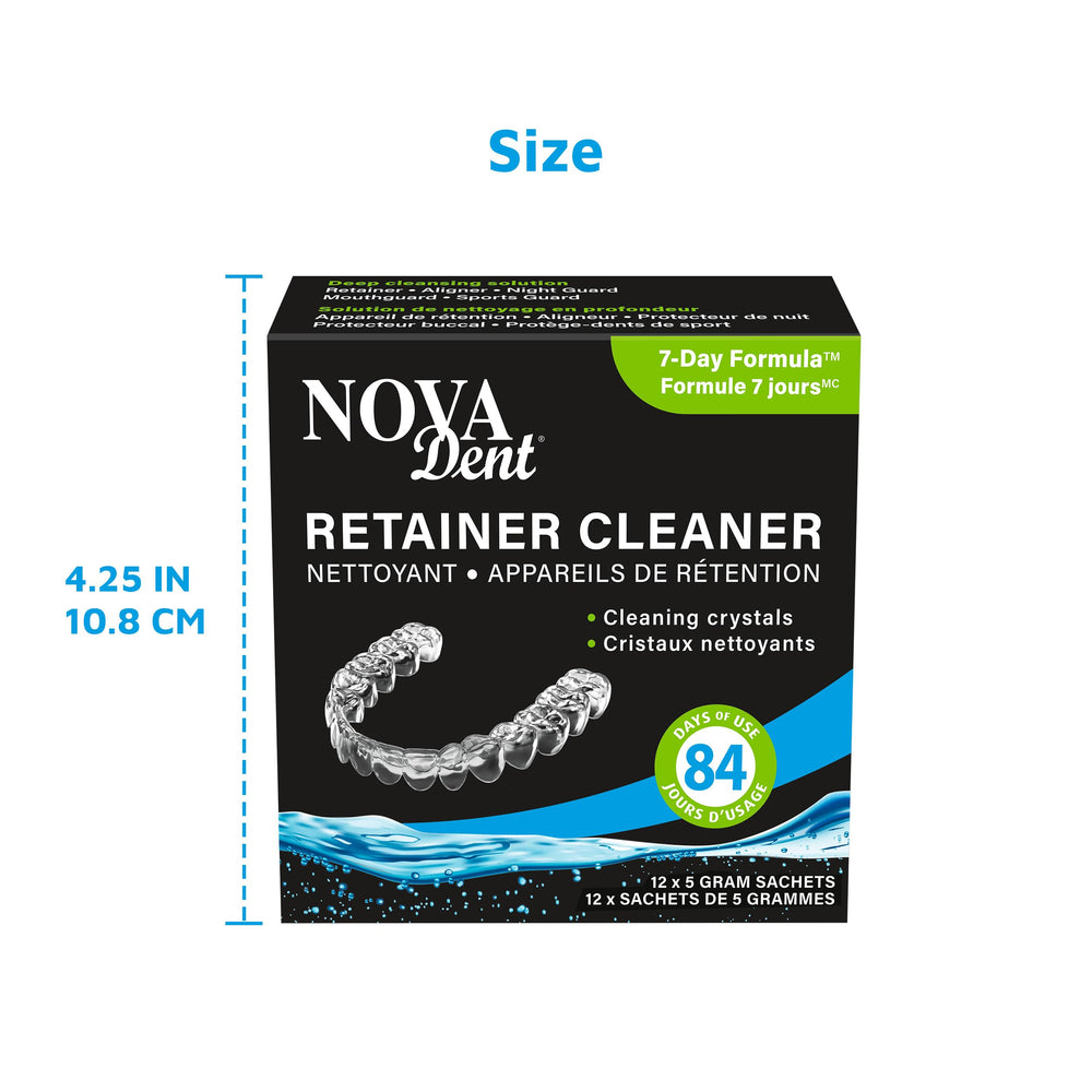 Eco-friendly, Canada-made formula of Novadent Retainer Cleaner