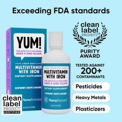 Gluten-free and sugar-free NovaFerrum Yum label