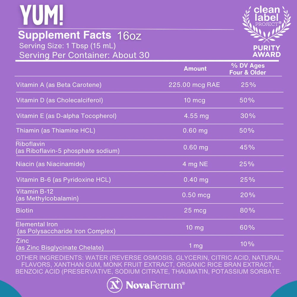 Natural fruit flavors and extracts used in NovaFerrum Yum