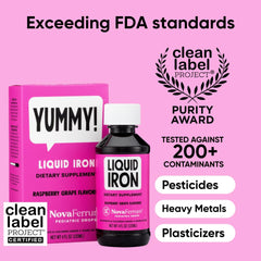 Close-up of NovaFerrum Yummy label on bottle