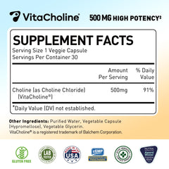 Novafun Choline 500mg bottle with label close-up