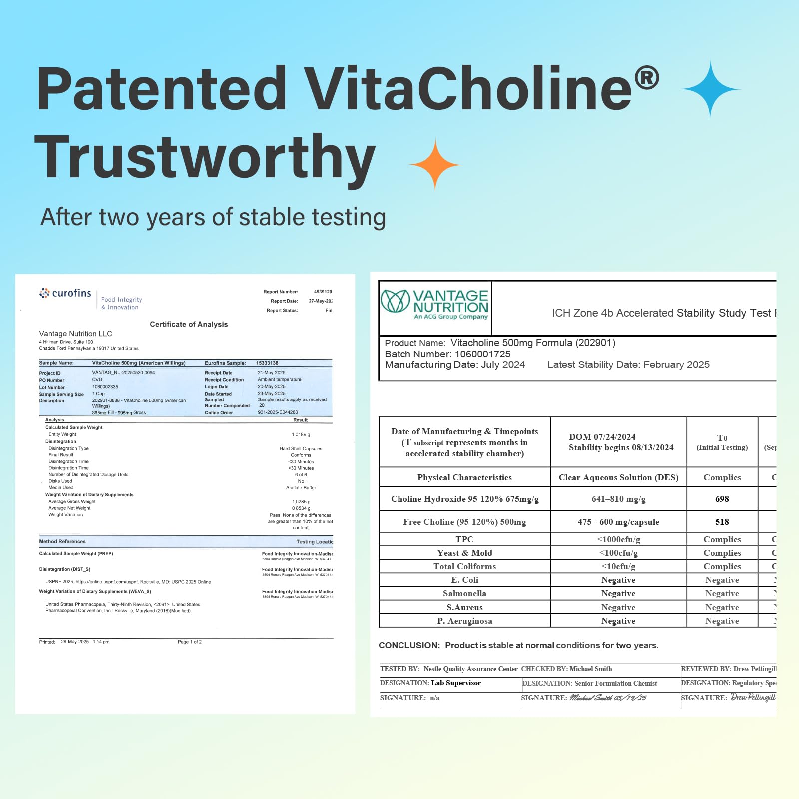 Liquid-filled choline capsules inside bottle