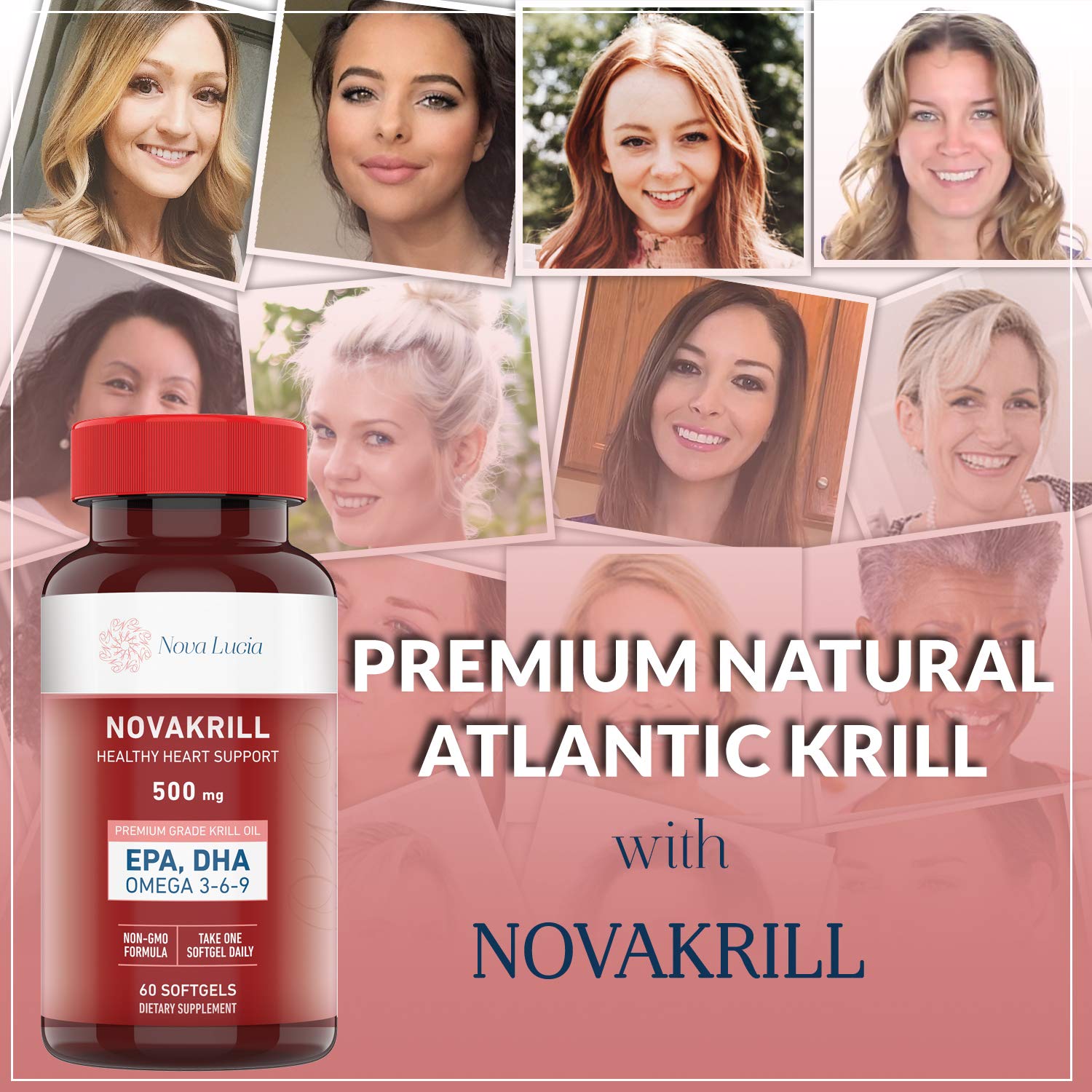 NovaKrill product packshot with 60 softgels