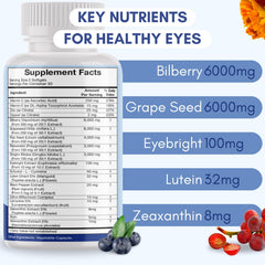 Lutein, zeaxanthin, bilberry capsules for eye health