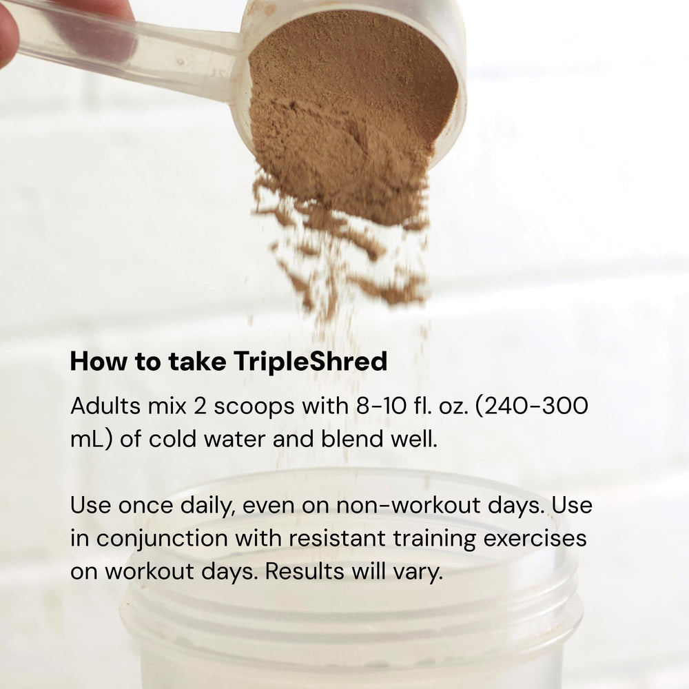 Novex Biotech TripleShred tub label highlights pre-stack convenience for workouts