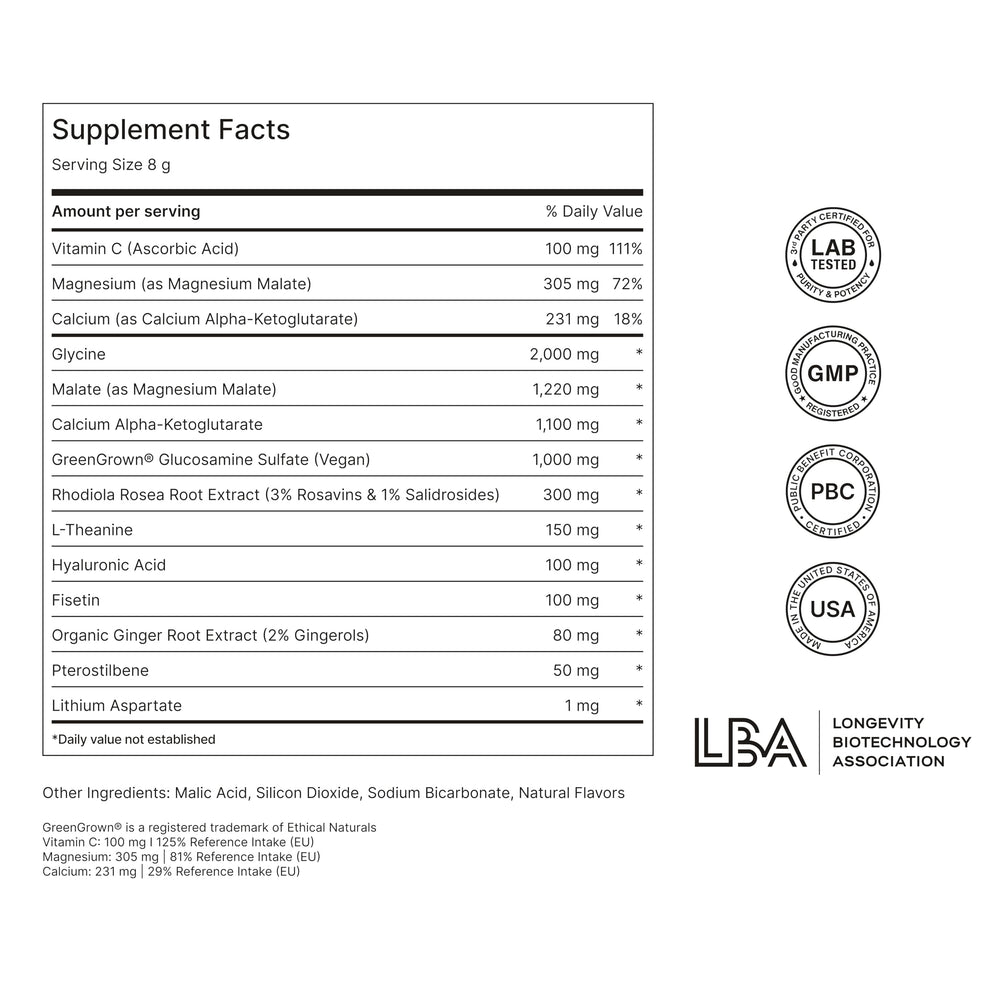Close-up of NOVOS Core Longevity Mix sachet being poured