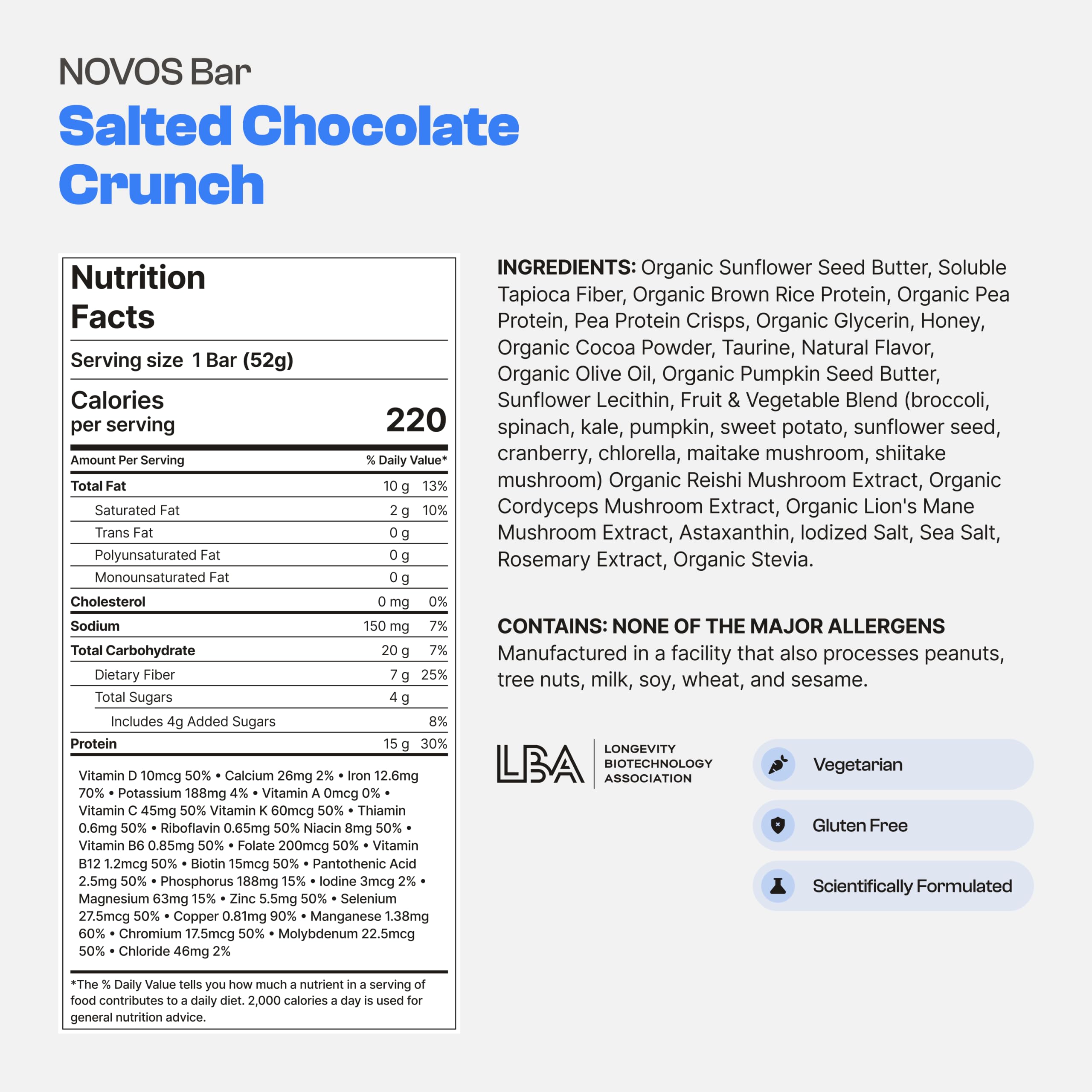 Close-up of Salted Chocolate Crunch nutrition and texture