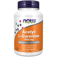 NOW Acetyl-L Carnitine 500 mg bottle label