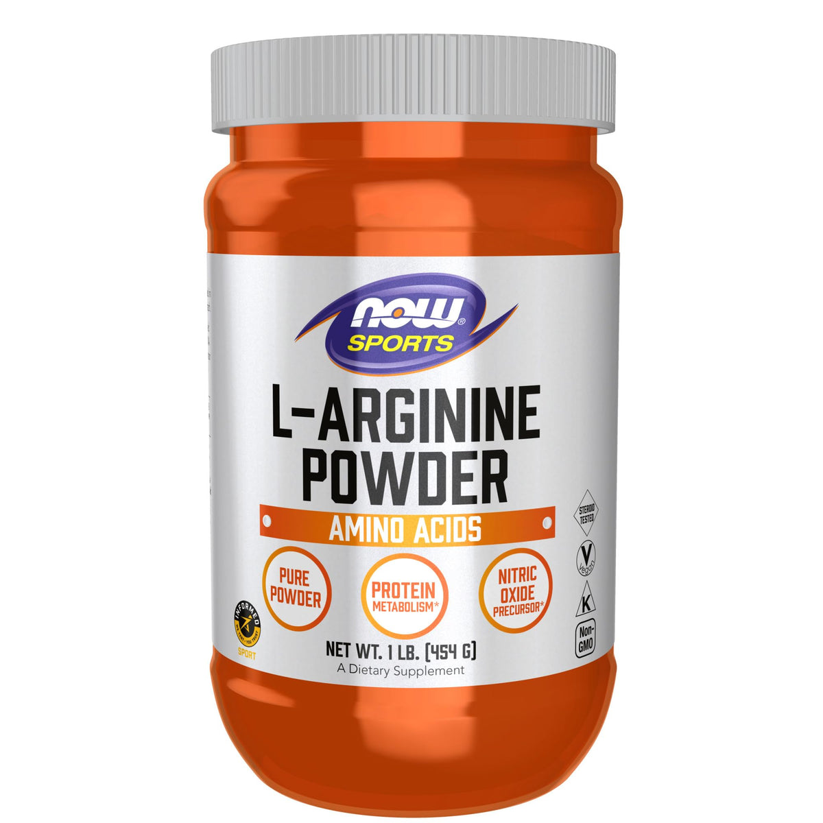 NOW Sports L-Arginine powder 1 lb container front view
