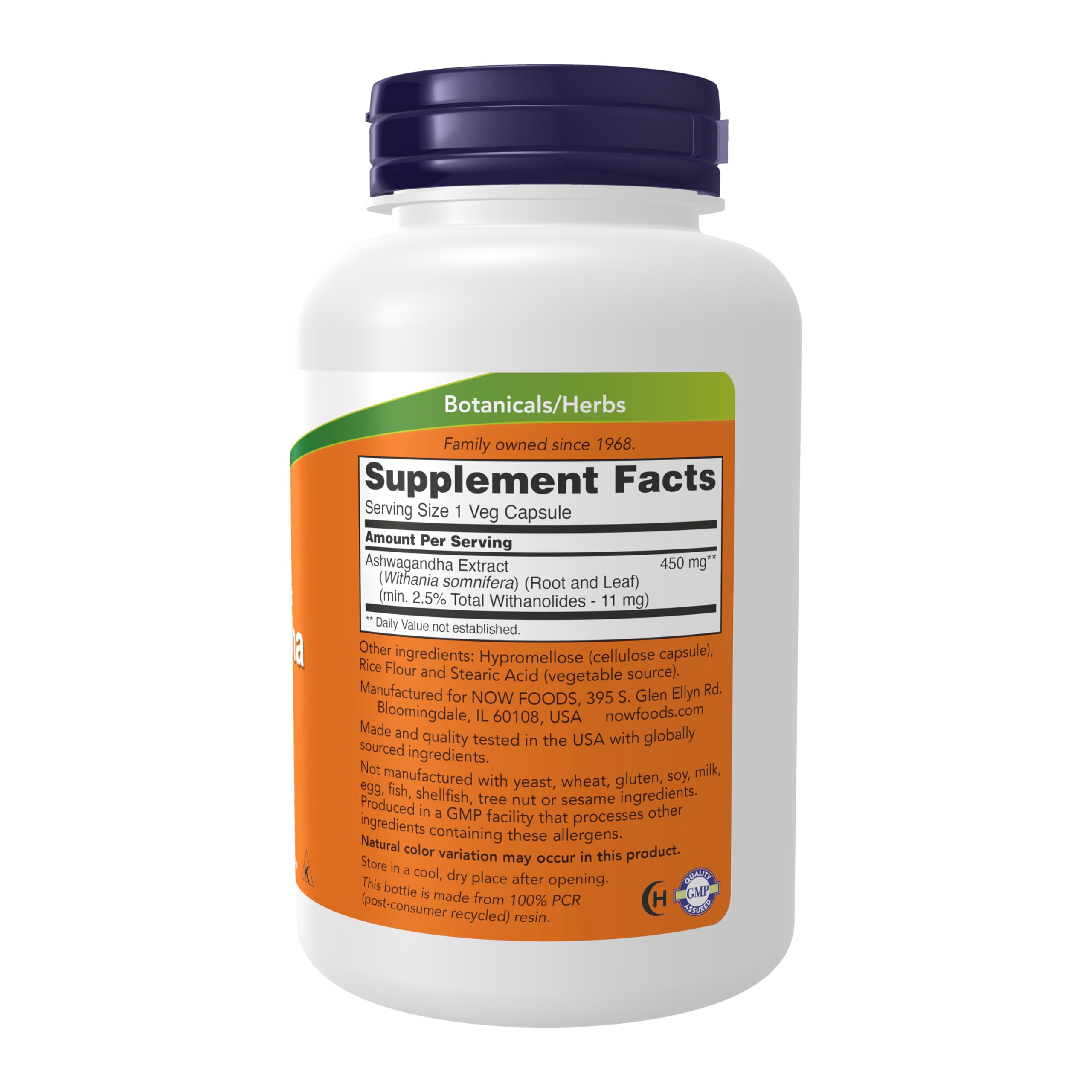 Ashwagandha standardized extract label close-up