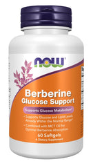 NOW Berberine Glucose Support bottle with MCT Oil capsules