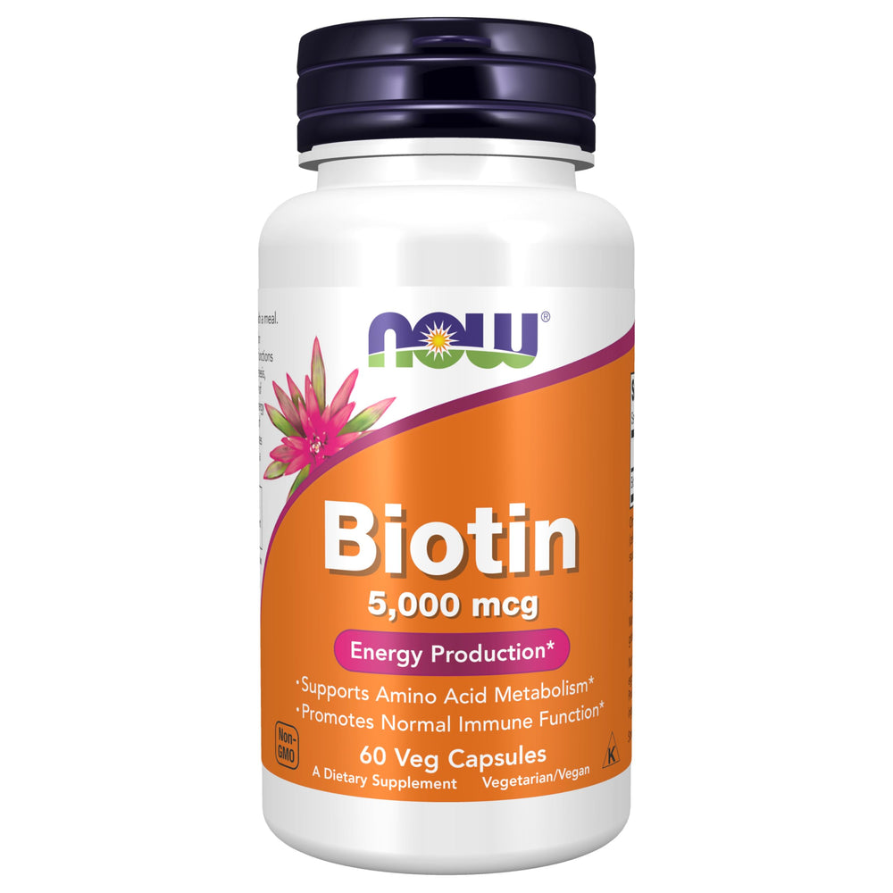 NOW Biotin 5000 mcg vegan capsules bottle