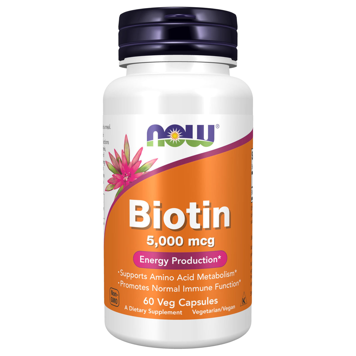 NOW Biotin 5000 mcg vegan capsules bottle