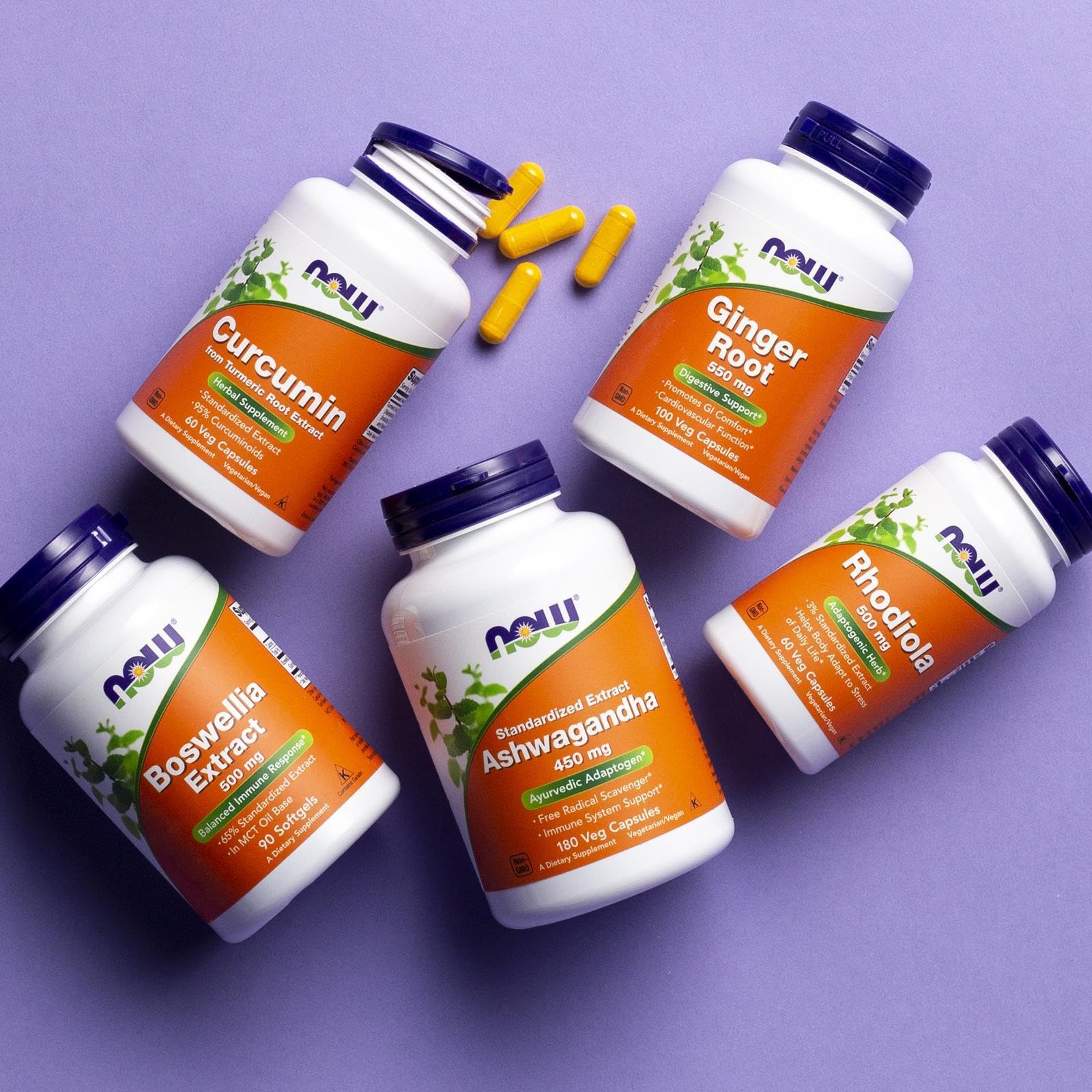 Lifestyle shot of NOW Boswellia supplement on a kitchen counter