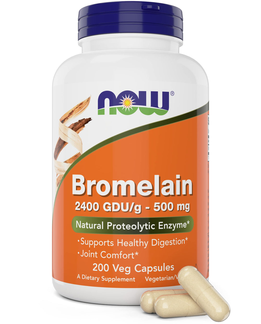 Now Bromelain 500 mg vegan capsules product image front