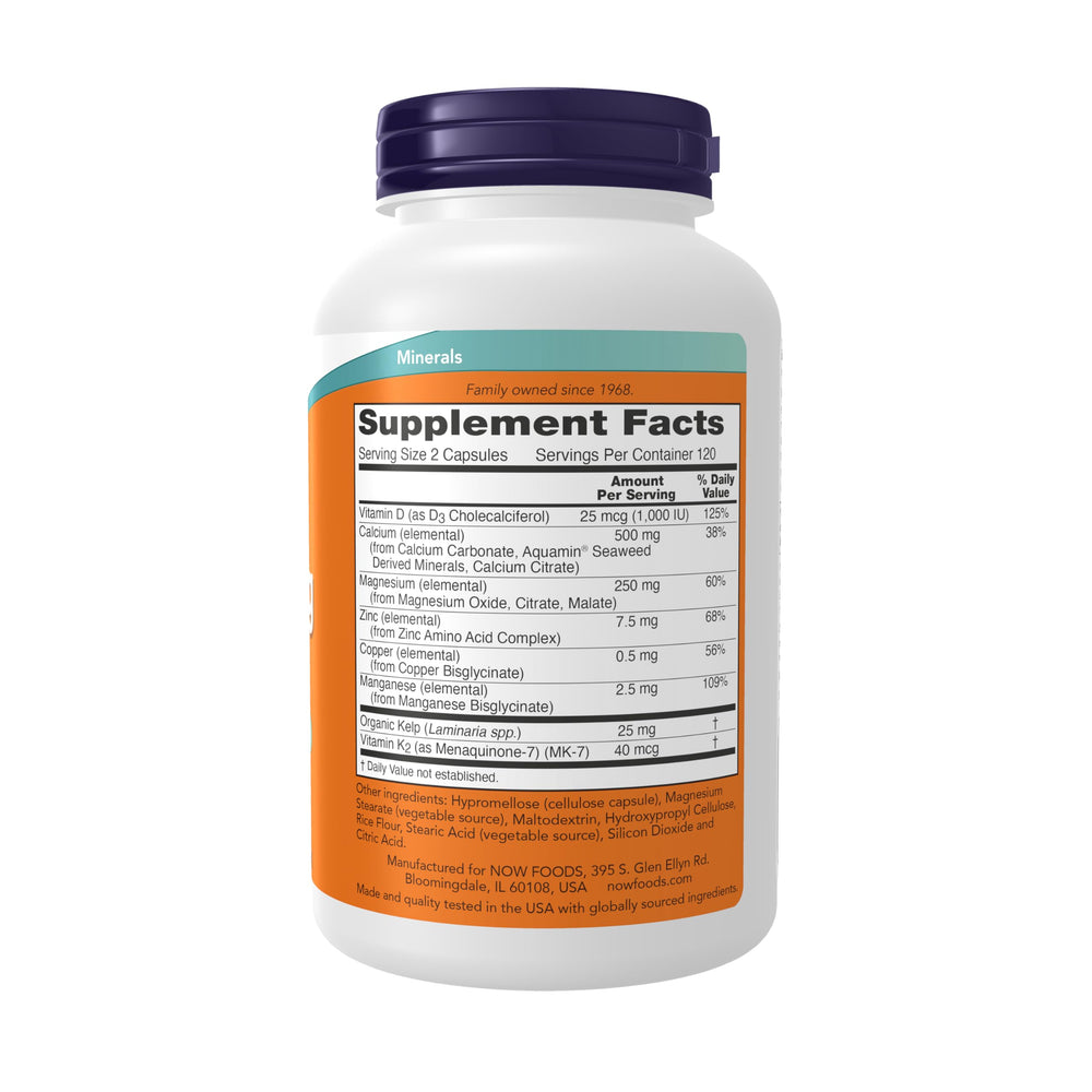 Chelated zinc, copper and manganese in NOW Cal-Mag Caps