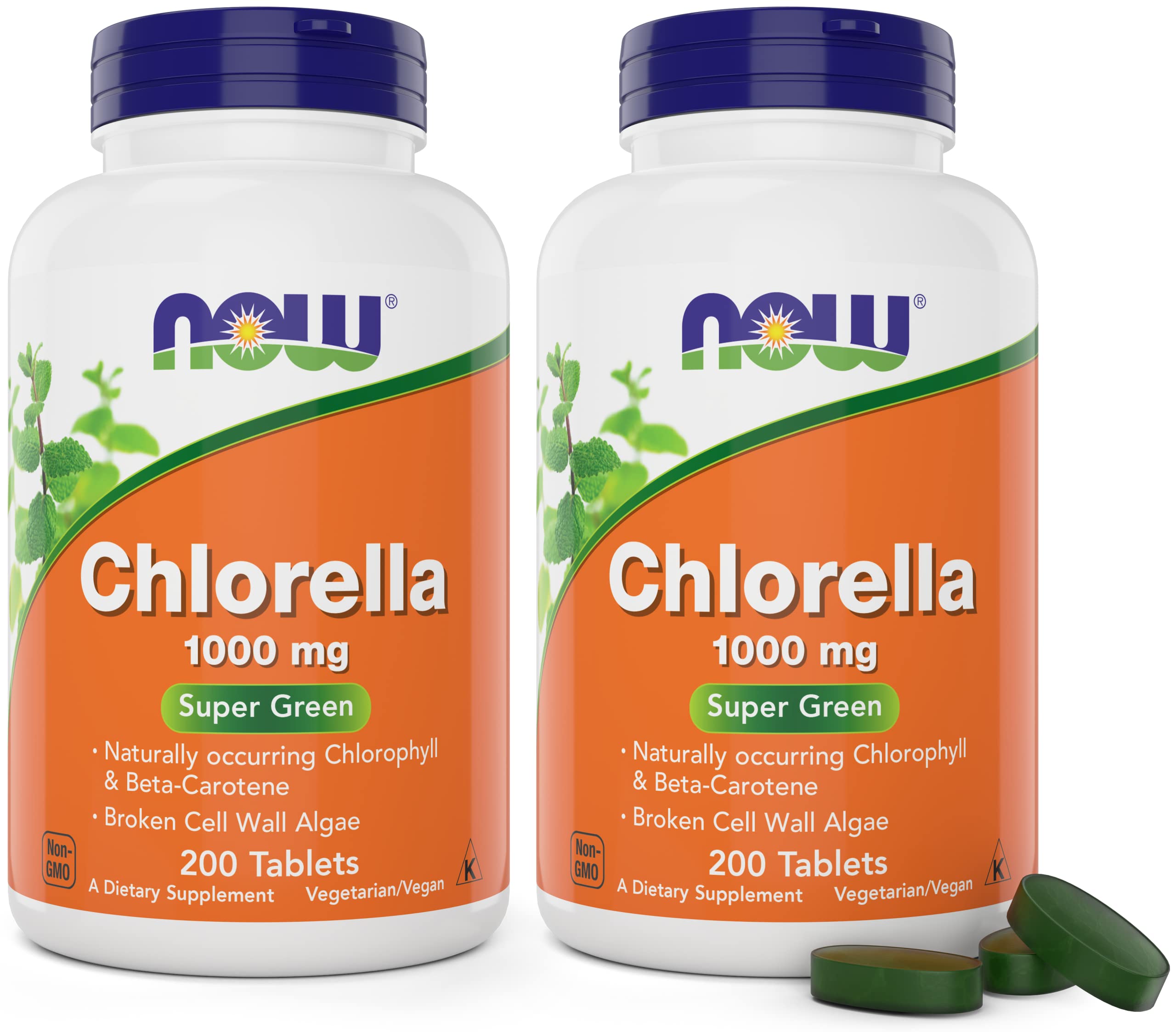 Now Foods Chlorella 1000 mg tablets bottle – 200 count (pack of 2)
