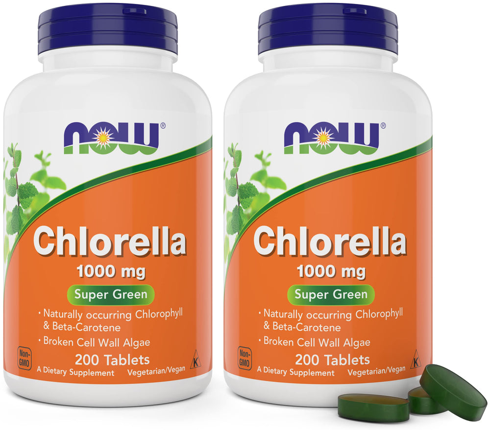 Now Foods Chlorella 1000 mg tablets bottle – 200 count (pack of 2)