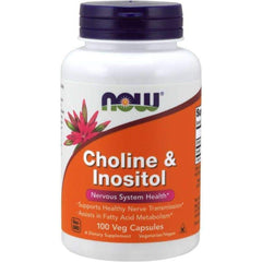 NOW Choline and Inositol 500mg bottle – front view