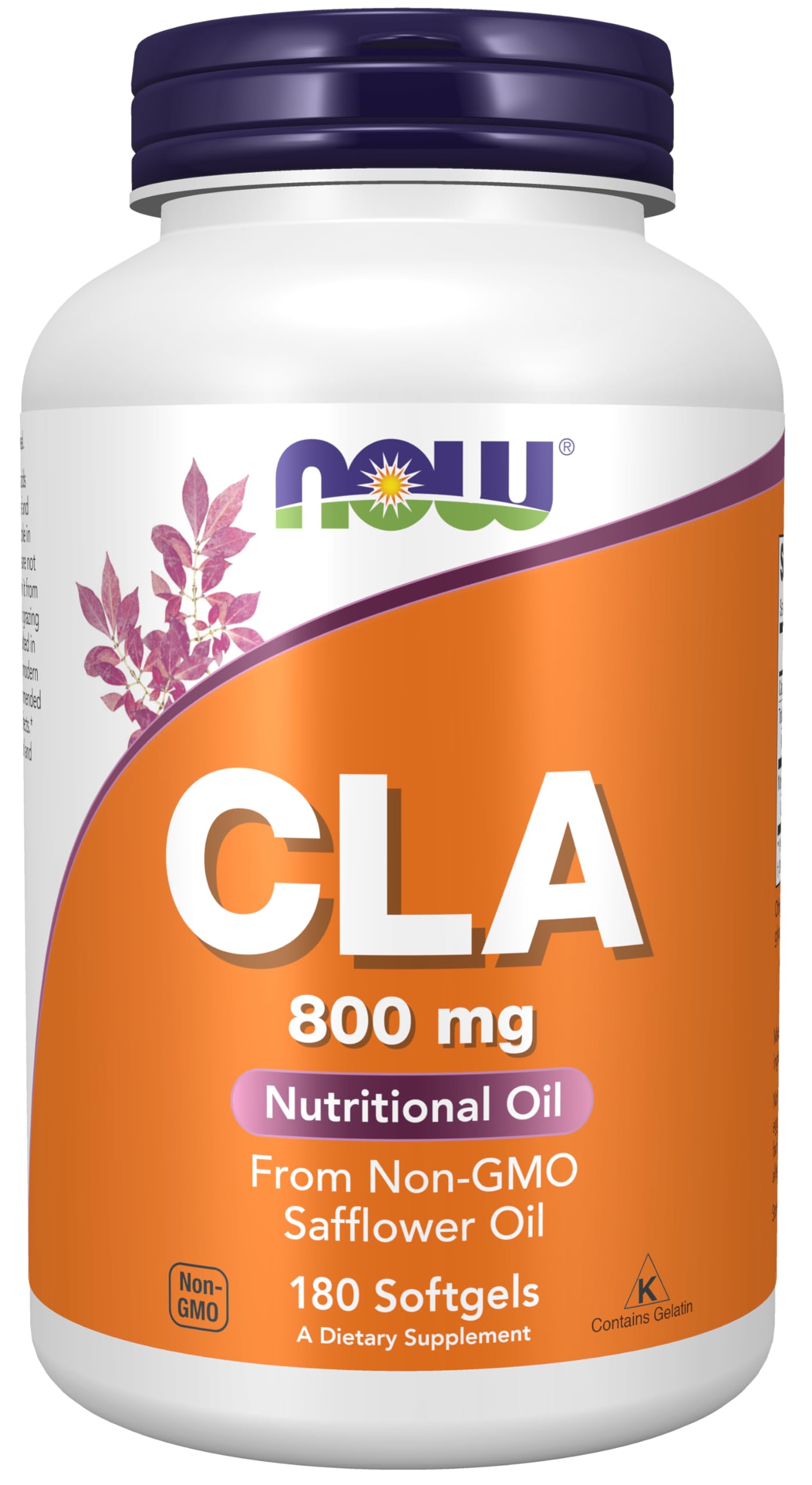 NOW CLA 800 mg softgel bottle label