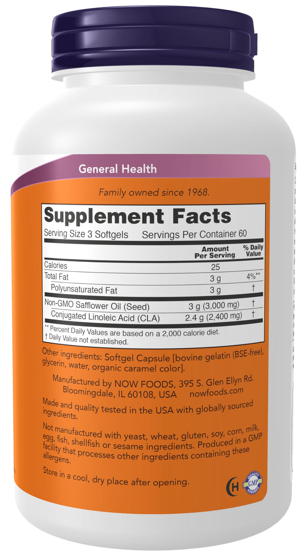 NOW CLA 800 mg softgel capsules close-up
