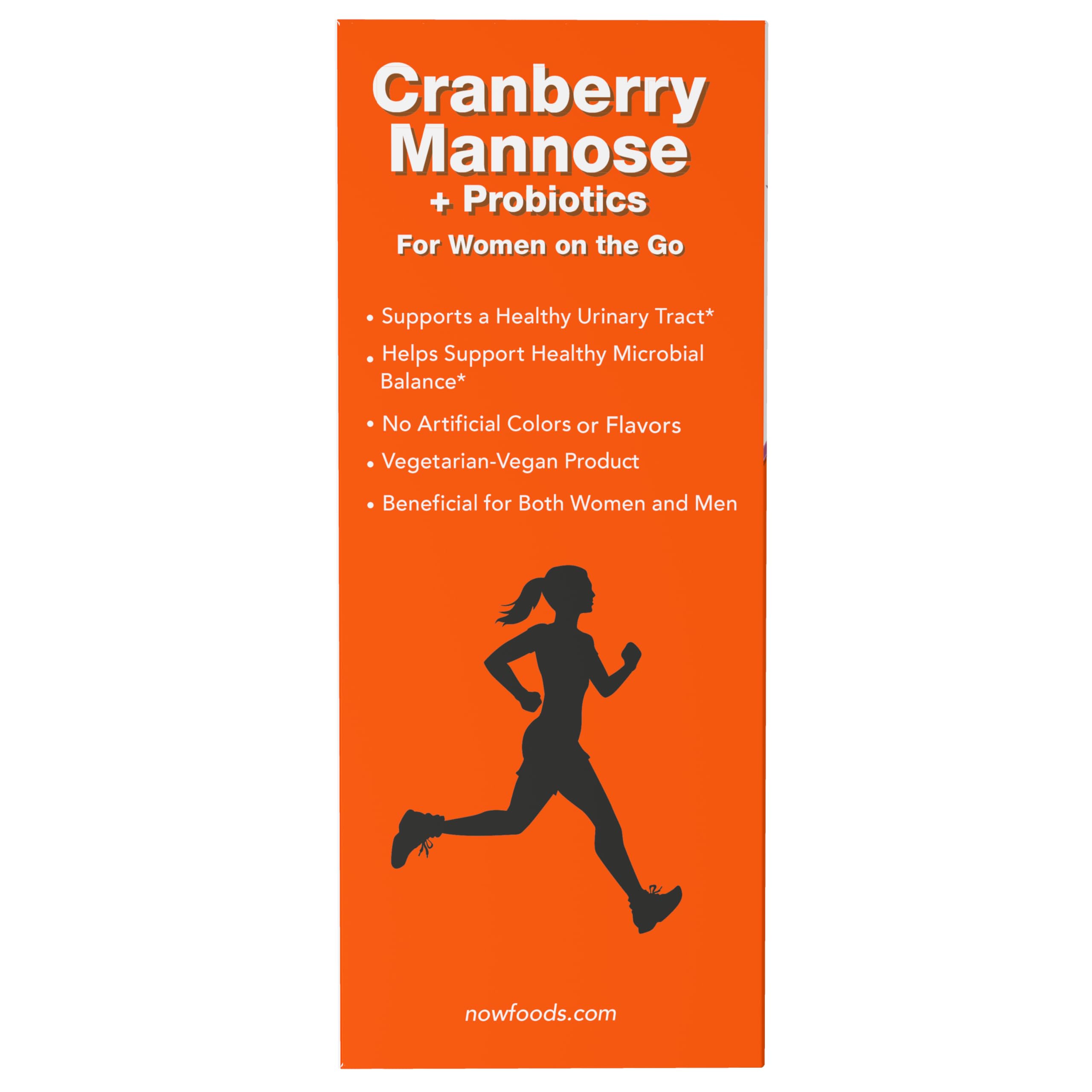 Close-up of NOW Cranberry Mannose + Probiotics capsules