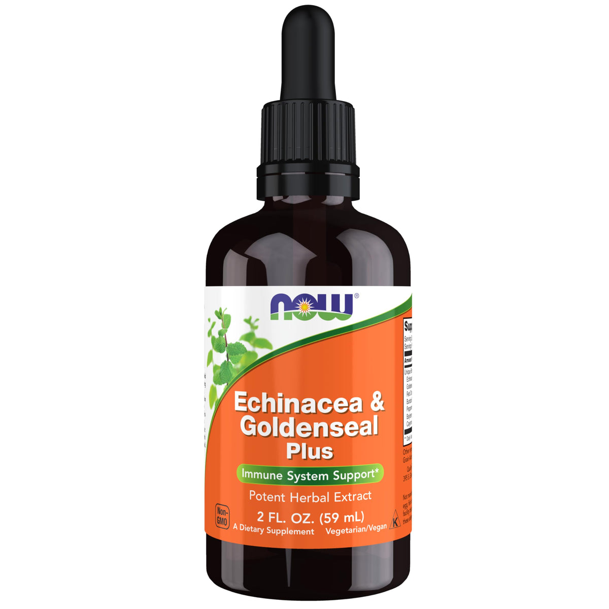 NOW Foods Echinacea & Goldenseal Plus with Dropper bottle front