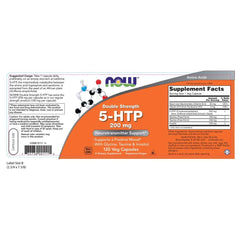 Now Foods 5-HTP 200 mg 120 VegCap bottle - label close-up