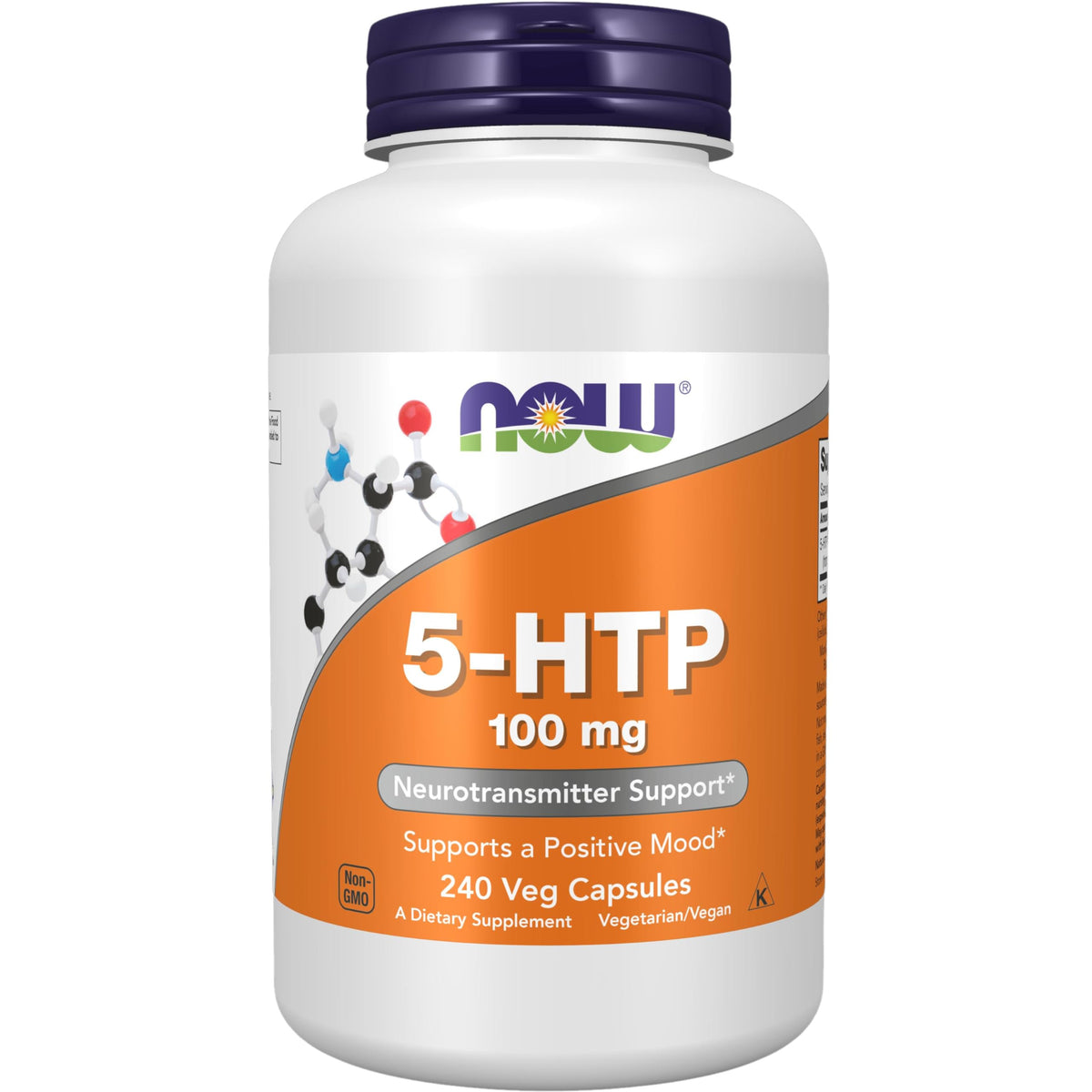 NOW Foods 5-HTP 100 mg vegan capsules bottle