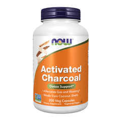 NOW Foods Activated Charcoal from Coconut Shells – 200 Veg Capsules bottle