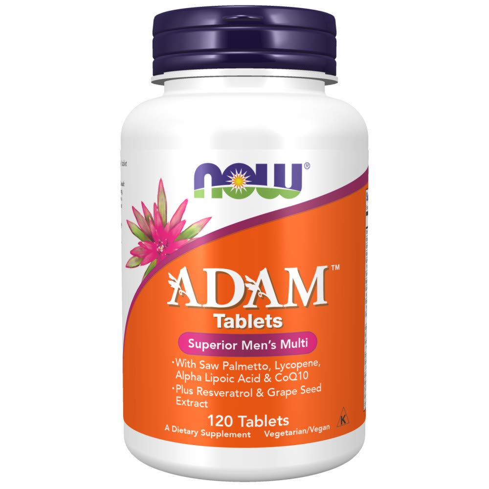 NOW Foods Adam Men's Multivitamin bottle label (120 tabs)
