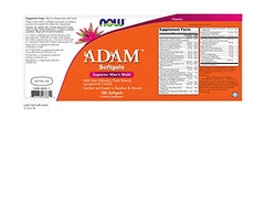 NOW ADAM Men's Multivitamin 180 Softgels - 2 Pack - Bottle side view