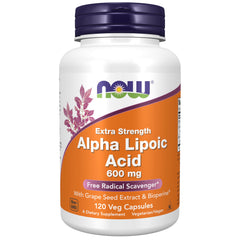 NOW Foods Alpha Lipoic Acid 600 mg 120-veg-capsules front view