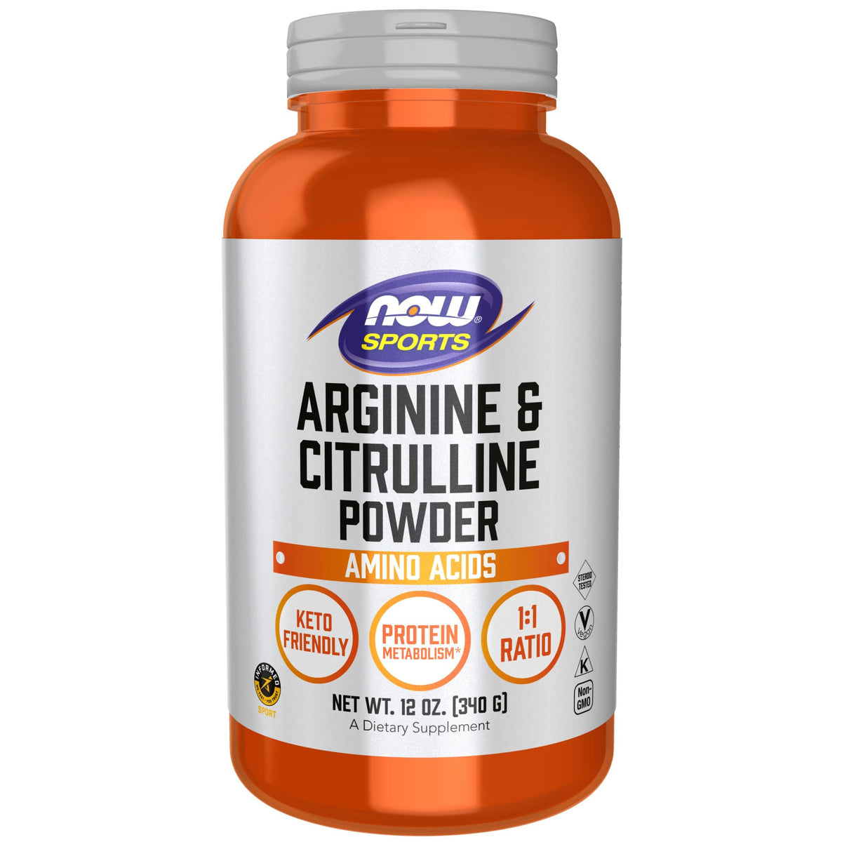 NOW Foods Arginine & Citrulline Powder 12 oz front view