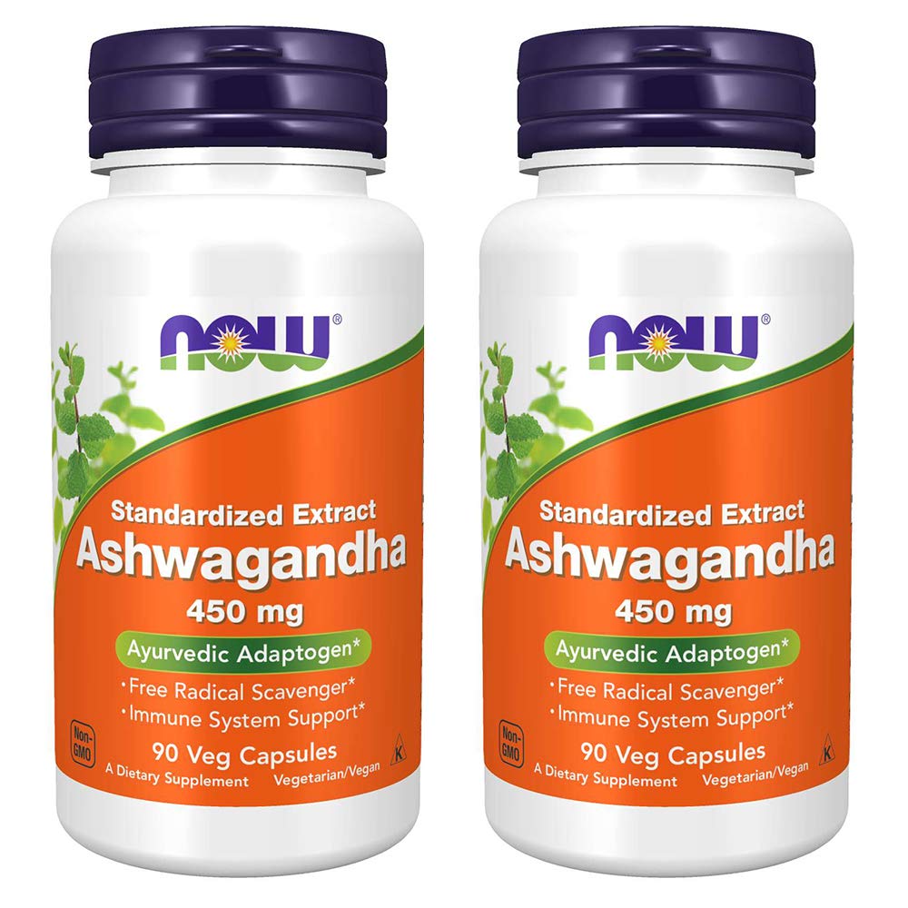 NOW Foods Ashwagandha Extract 450mg 90 VCaps bottle front view