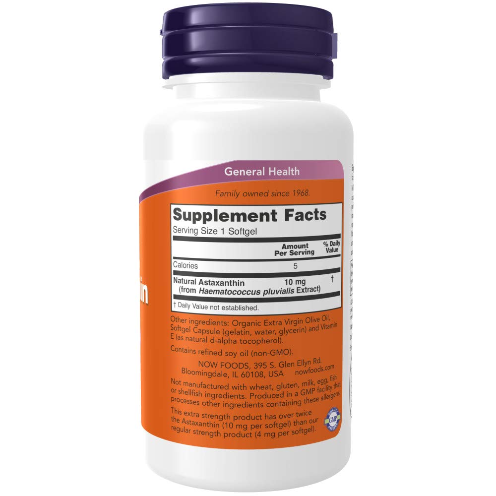 NOW Foods Astaxanthin 10mg softgels close-up