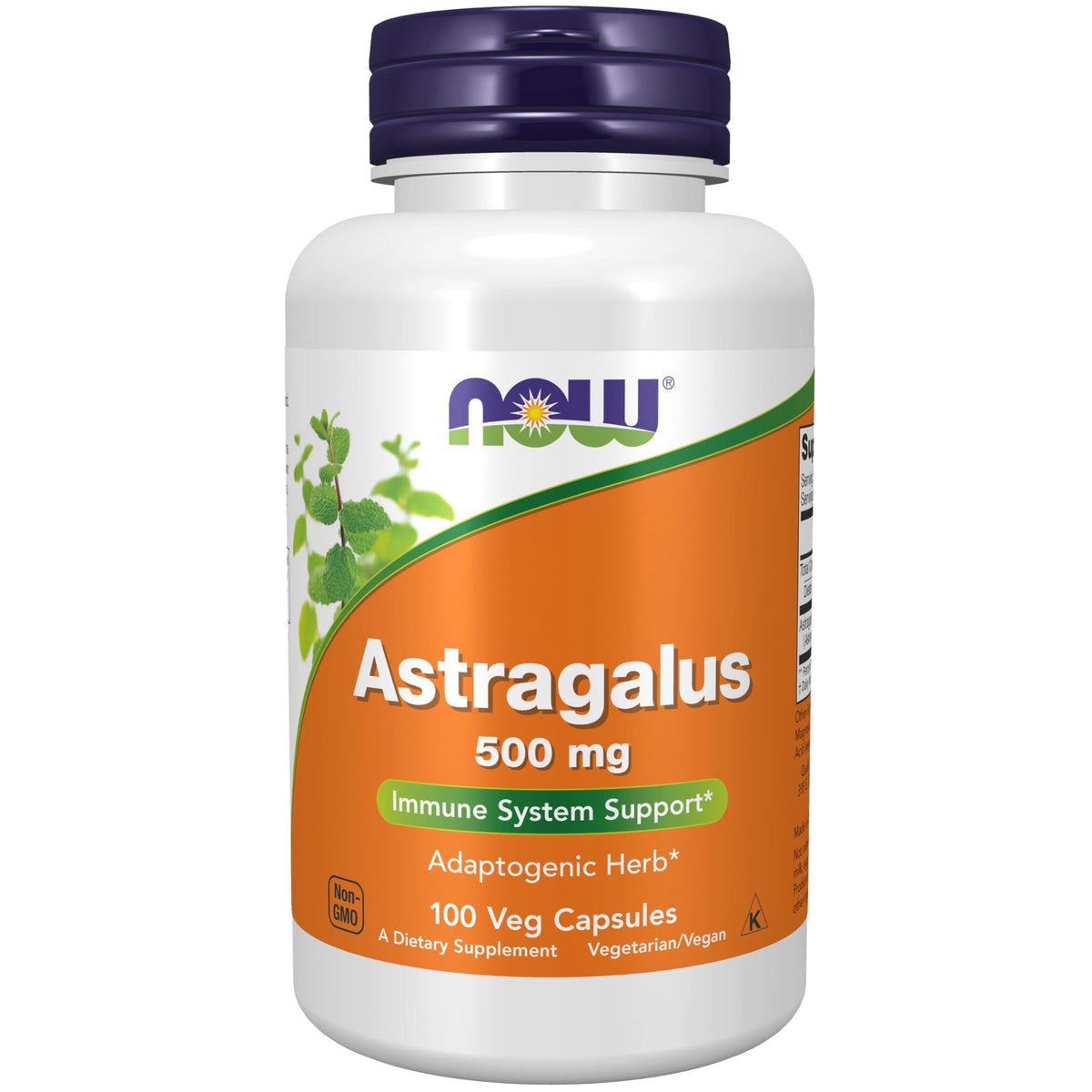 NOW Foods Astragalus 500 mg bottle with 100 capsules