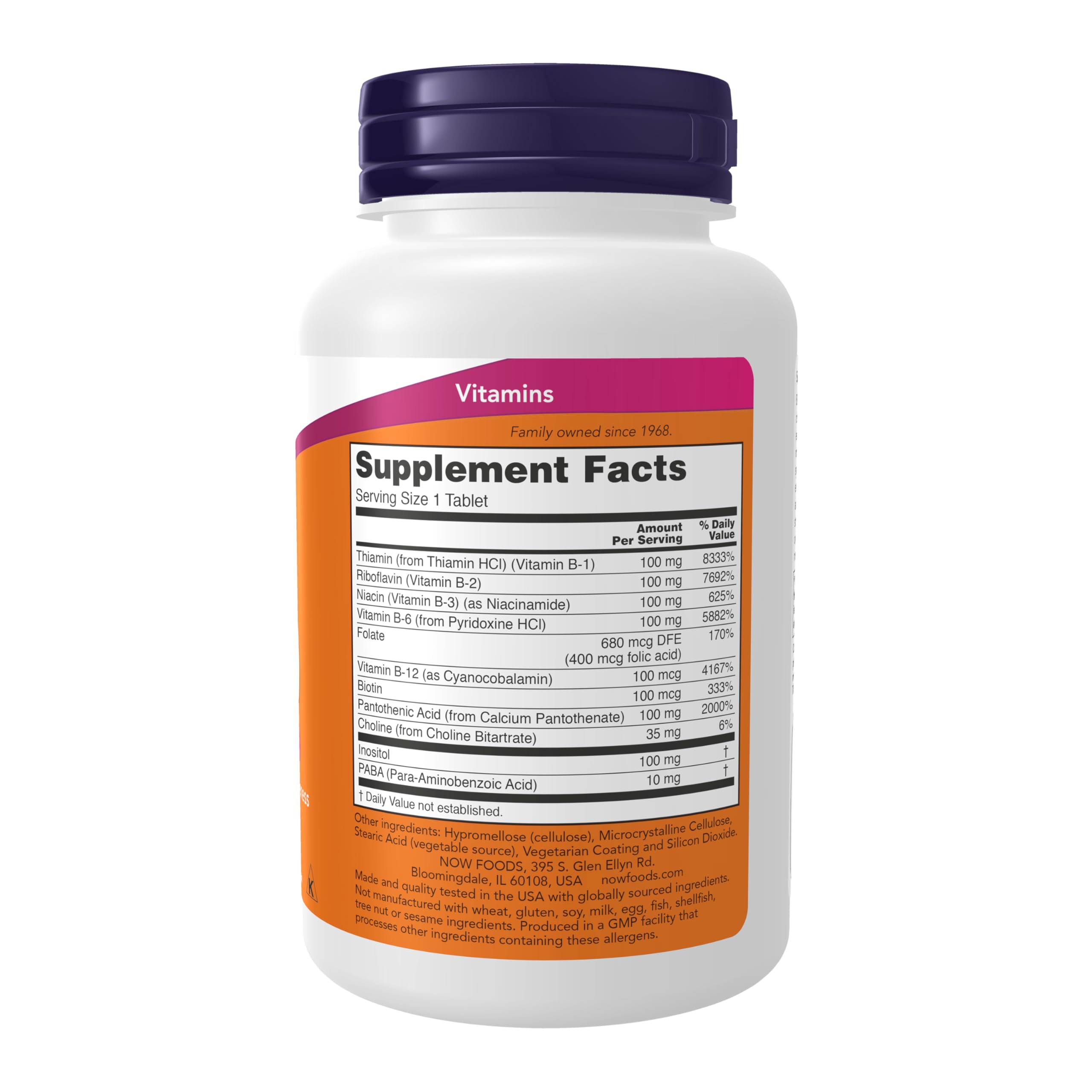 NOW Foods B-100 Caps bottle label