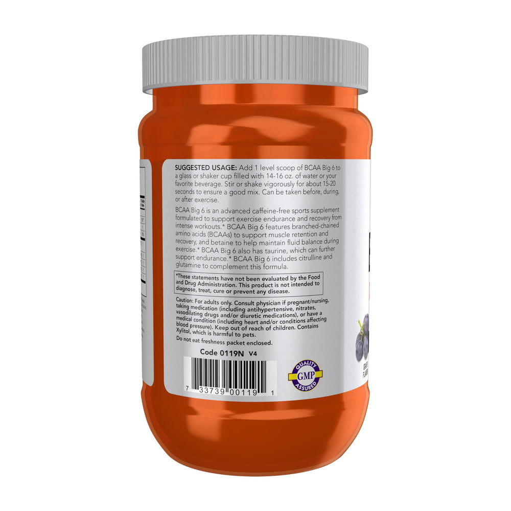 Powder scoop with NOW BCAA Big 6 grape