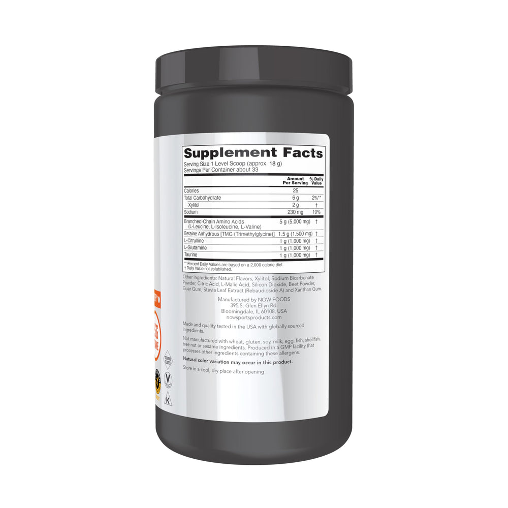 NOW Foods BCAA Big 6 Watermelon 600 g jar – back label