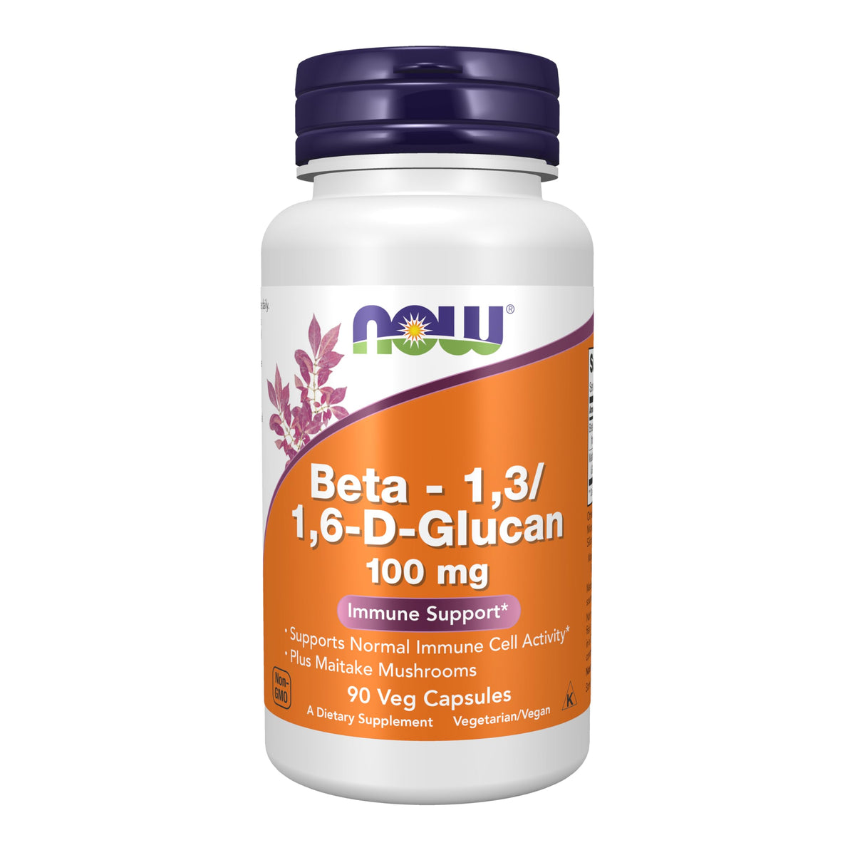 NOW Foods Beta-Glucan bottle label supports immune health.