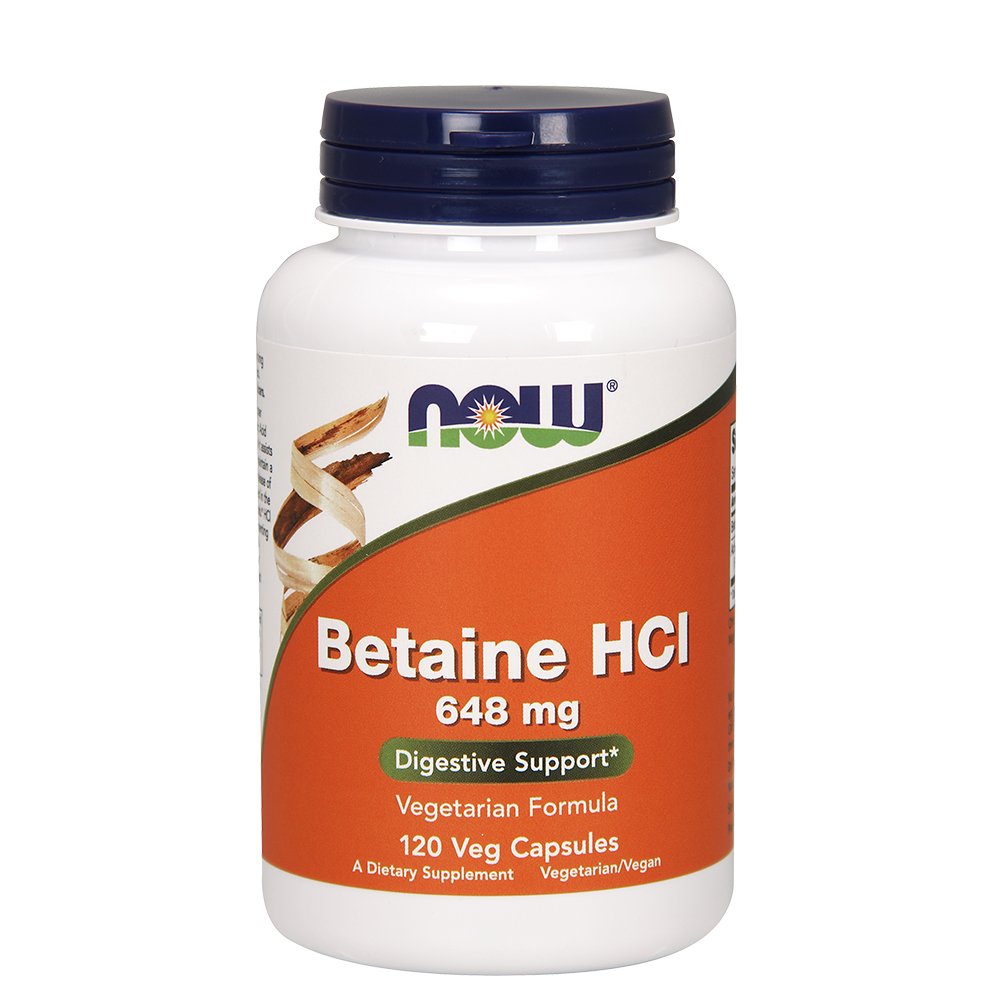 Now Foods Betaine HCl 648 mg with Pepsin 150 mg, 120 capsules, 2-pack