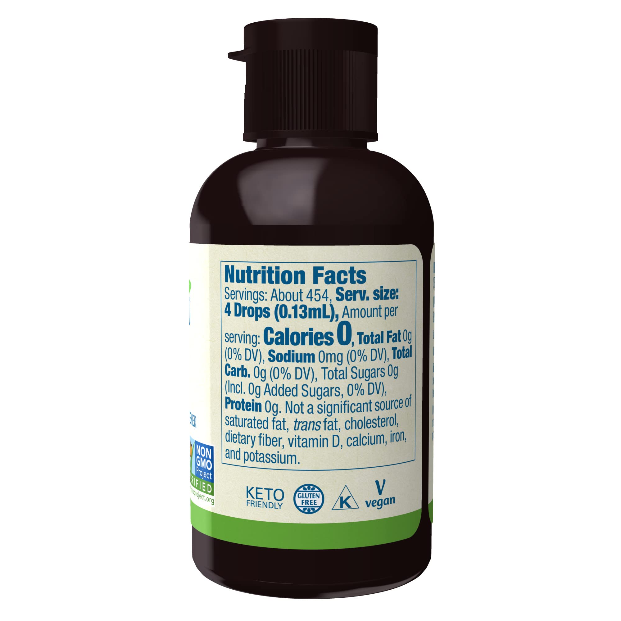 BetterStevia Organic Liquid bottle with flip-top cap