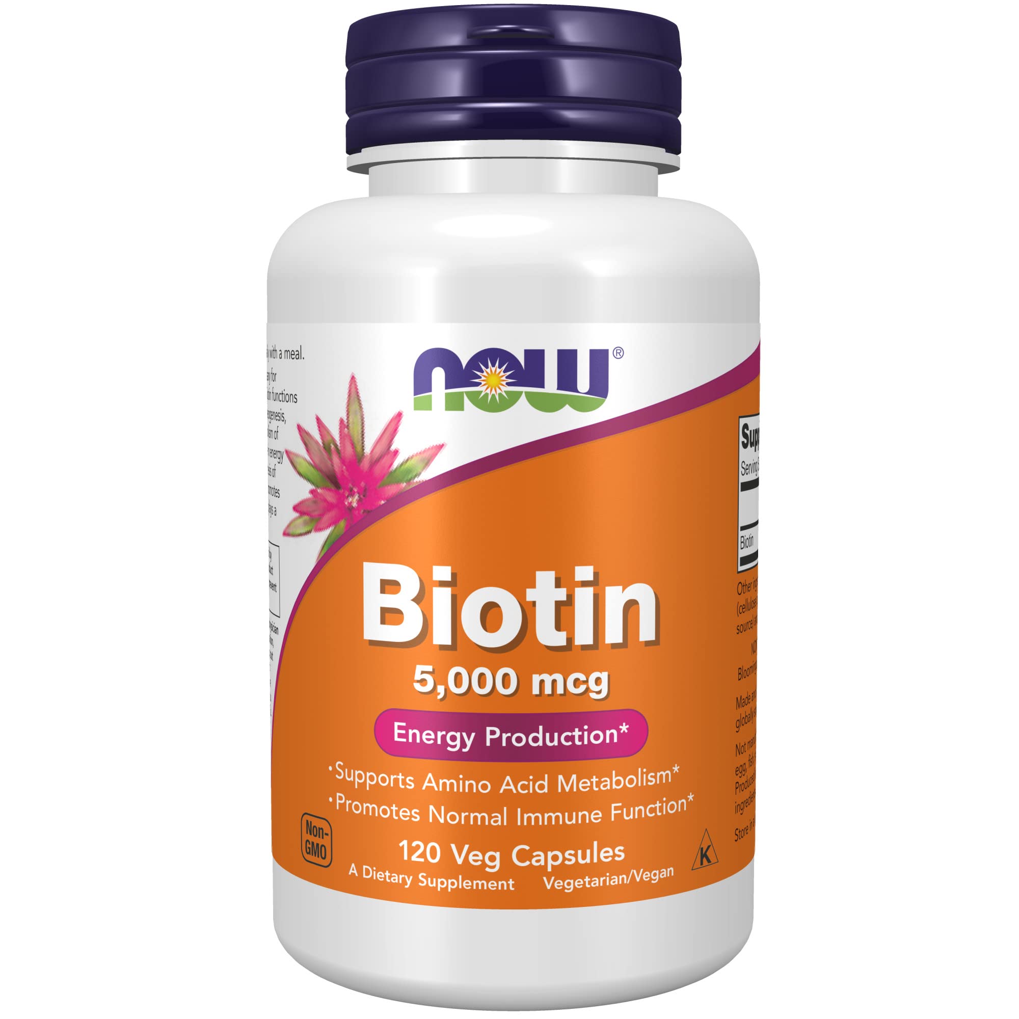 NOW Foods Biotin 5000 mcg capsules bottle front