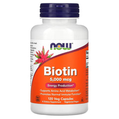 Now Foods Biotin 5 mg Vegetarian Capsules bottle - 120 count