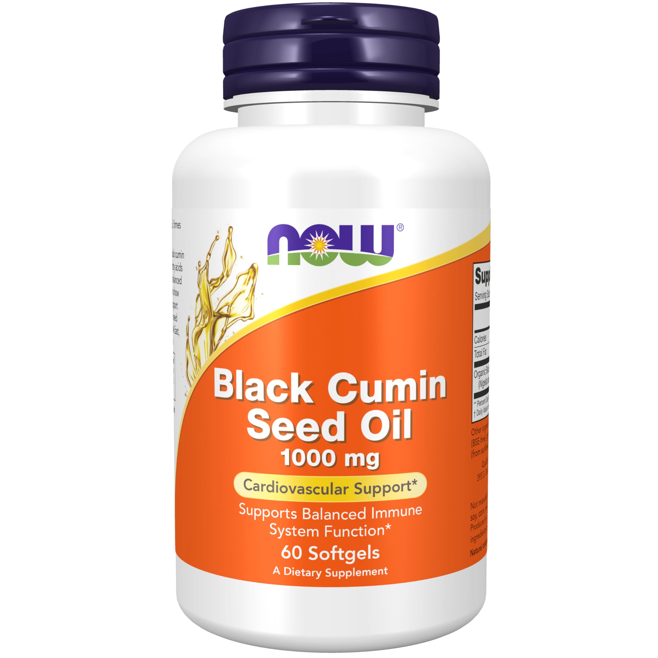 NOW Foods Black Cumin Seed Oil bottle with 60 softgels