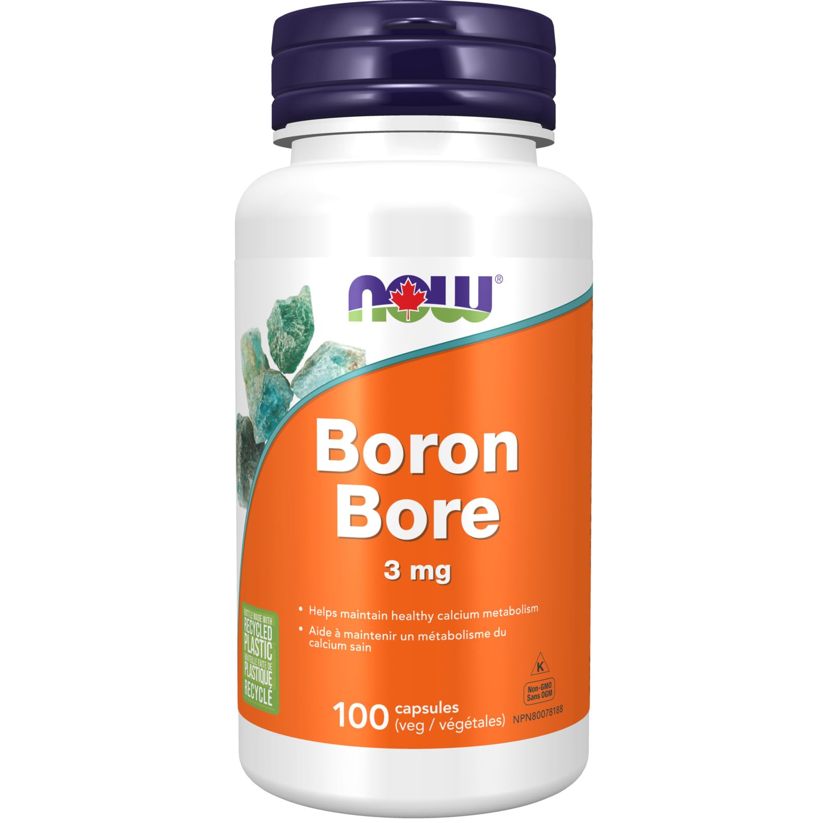 NOW Foods Boron 3 mg bottle label